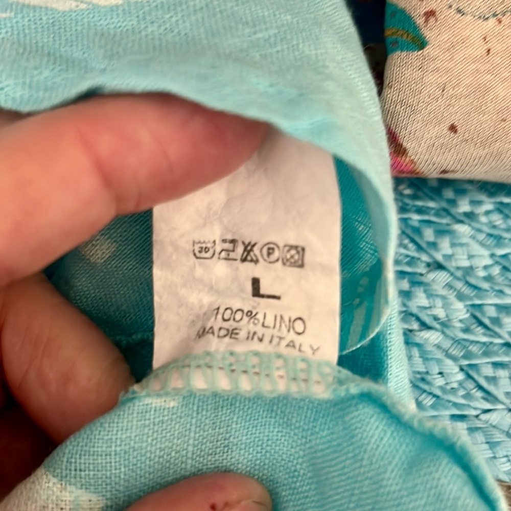 Avolto Turquoise Button-Up Linen Hooded Top - Picture 10 of 10